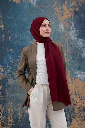 شال زرشکی زنانه پنبه ای İpekhan - کد 889380175