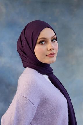 شال بنفش زنانه پنبه ای İpekhan - کد 889379921