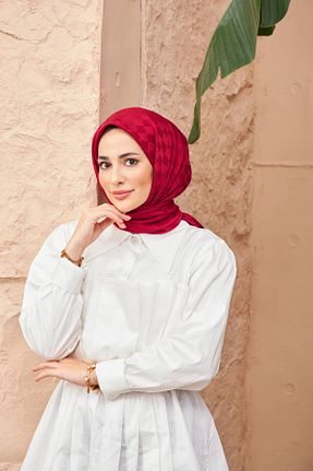 روسری زرشکی پنبه پلی استر İpekhan - کد 783754077