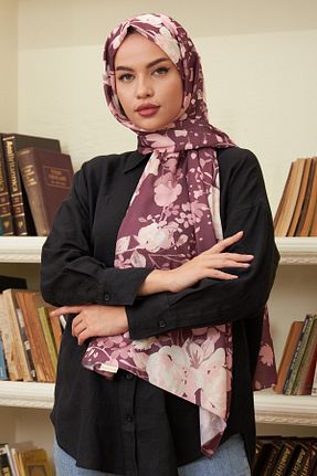 شال زرشکی زنانه پنبه ای İpekhan - کد 447133508