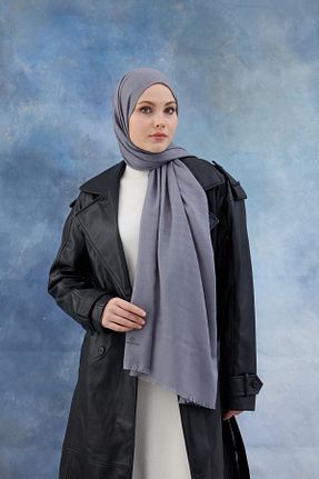 شال طوسی زنانه پنبه ای İpekhan - کد 889380018
