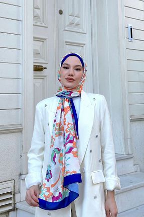 شال آبی زنانه پنبه پلی استر İpekhan - کد 772362220