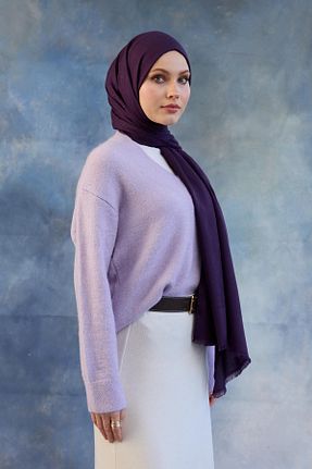شال بنفش زنانه پنبه ای İpekhan - کد 889379921