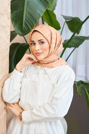 روسری قهوه ای پنبه پلی استر İpekhan - کد 783916278