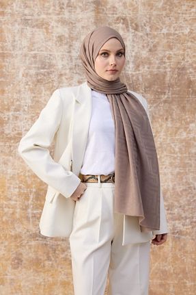 شال قهوه ای زنانه پنبه ای İpekhan - کد 921672593