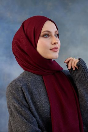 شال زرشکی زنانه پنبه ای İpekhan - کد 889379965