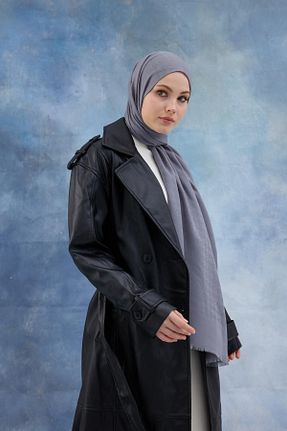 شال طوسی زنانه پنبه ای İpekhan - کد 889380018