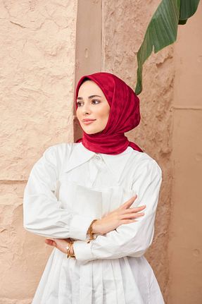 روسری زرشکی پنبه پلی استر İpekhan - کد 783754077