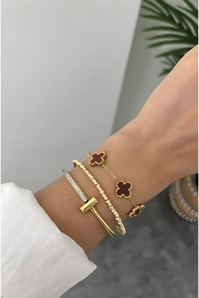 دستبند جواهر زرشکی زنانه سنگ طبیعی ANGELSS JEWELLERY - کد 890589620