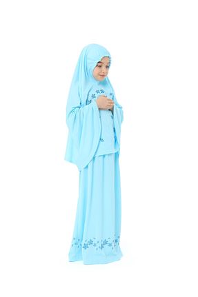 لباس حجاب فیروزه ای بچه گانه رگولار elanesa - کد 890194179