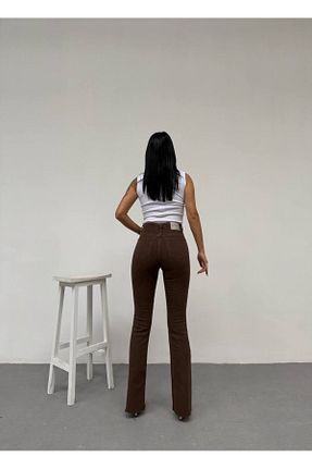 شلوار جین قهوه ای زنانه پاچه اسپانیولی Aida Fashion - کد 889424572