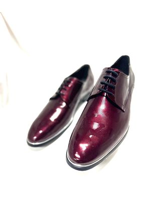 کفش کلاسیک زرشکی مردانه چرم لاکی CANCANLI SHOES - کد 889537528