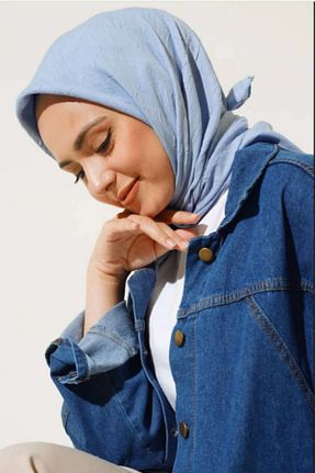 روسری آبی پنبه ای Melodi Scarf - کد 889565225