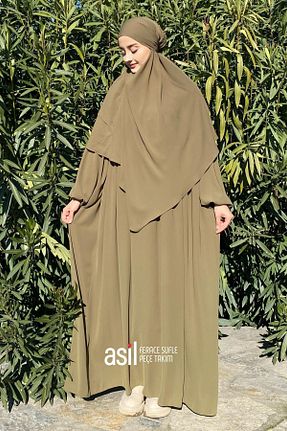کلاه و ابایا سبز زنانه پنبه ای ASİLNUR - کد 889568258