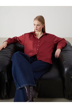 پیراهن زرشکی زنانه رگولار LC Waikiki - کد 889758029