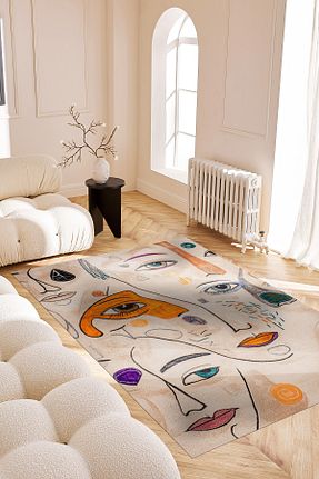 فرش بژ قابل شستشو Rugs Modern Halı - کد 889590976