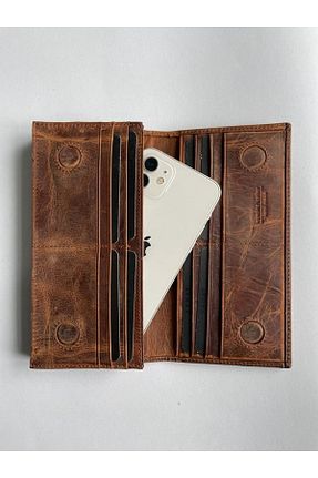 کیف پول قهوه ای زنانه ابعاد بزرگ SANAT LEATHER - کد 640326570