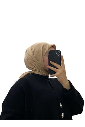 روسری آبی کرپ ساتن ابریشم Aker - کد 889640548