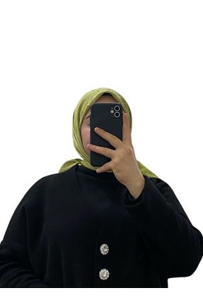 روسری فیروزه ای کرپ ساتن ابریشم Aker - کد 889640583