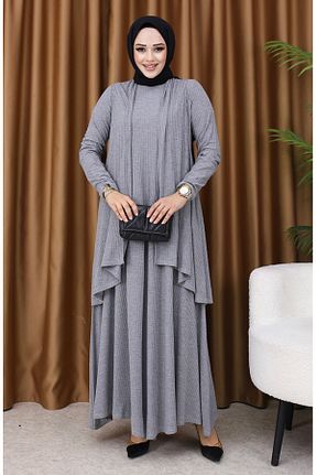 ست بالاتنه و پائین تنه حجاب طوسی زنانه Relaxed sefamerve - کد 890444629