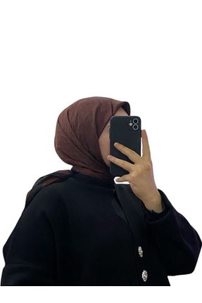 روسری زرشکی کرپ ساتن ابریشم Aker - کد 889640638