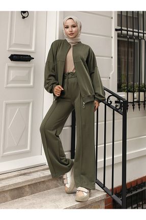 ست بالاتنه و پائین تنه خاکی زنانه بافتنی VAV - کد 890448566
