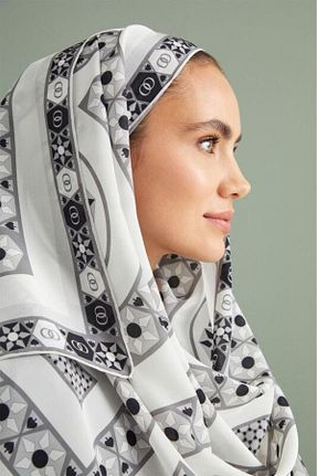 شال سفید زنانه ابریشم Imannoor - کد 854862997