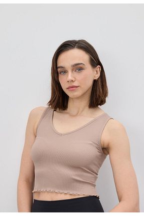 بلوز قهوه ای زنانه ساده TUBİA - کد 889678311