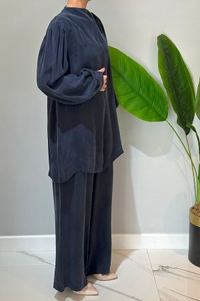 ست بالاتنه و پائین تنه حجاب سرمه ای زنانه رگولار Nuss - کد 889686738
