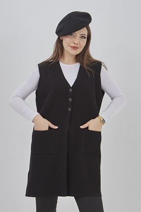 جلیقه مشکی زنانه رگولار Elçelya Moda - کد 889713278