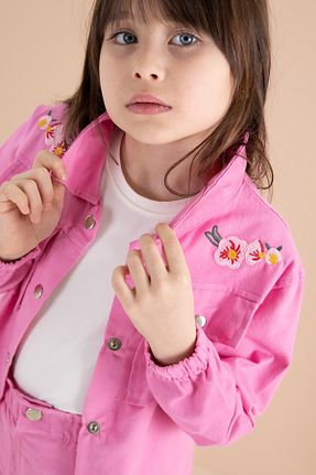 ست بالاتنه و پائین تنه صورتی بچه گانه بافتنی Cansın Mini - کد 890476725