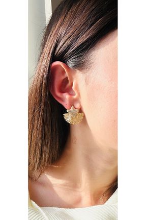 گوشواره جواهر طلائی زیرکن Mila Lumiere - کد 889719794