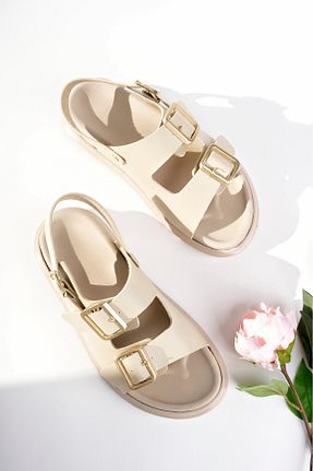 صندل بژ زنانه پاشنه تخت meyra