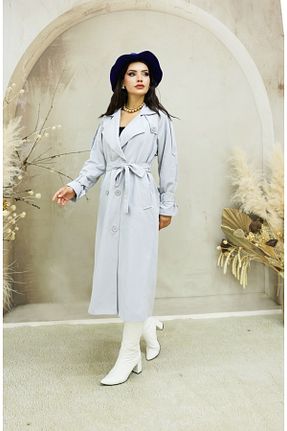 ترنچکت طوسی زنانه پنبه ای Heggo - کد 761759954