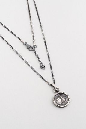 گردنبند استیل ( فولاد ) قهوه ای مردانه نقره So Chic - کد 889730800