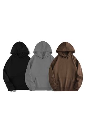 سوئیشرت طوسی زنانه ساده LA GULER - کد 889730387