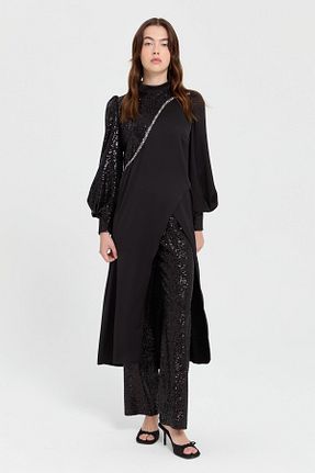 ست بالاتنه و پائین تنه حجاب مشکی زنانه رگولار Nihan - کد 889774598