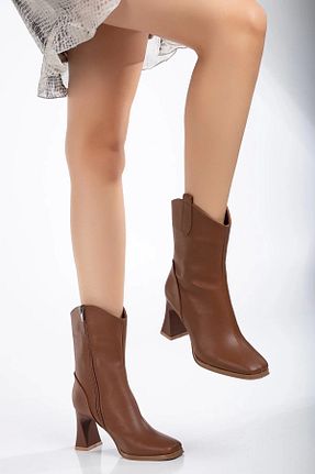 بوت / نیم بوت قهوه ای زنانه چرم مصنوعی SOFT FASHION - کد 890506175