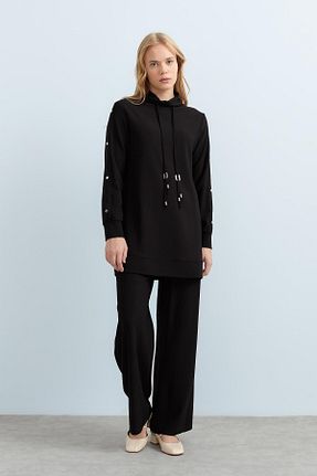 ست بالاتنه و پائین تنه حجاب مشکی زنانه رگولار Nihan - کد 871569323