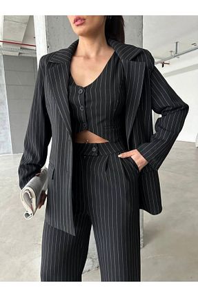 ست بالاتنه و پائین تنه مشکی زنانه بافتنی Feyza Işık - کد 800382878