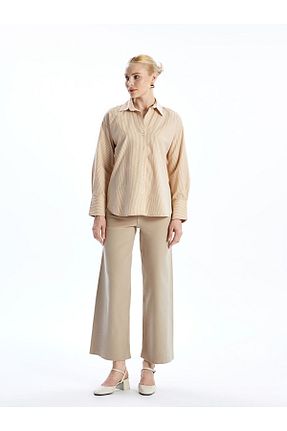شلوار جین بژ زنانه پاچه گشاد LC Waikiki - کد 922804576