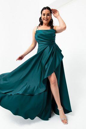 لباس مجلسی سایز بزرگ آبی زنانه یقه دگاژه Lafaba - کد 741953899