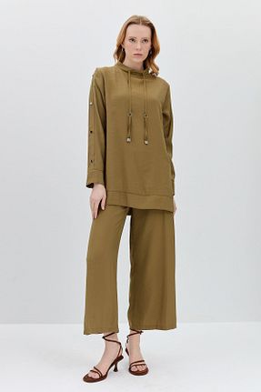 ست بالاتنه و پائین تنه خاکی زنانه بافتنی Nihan - کد 832562850