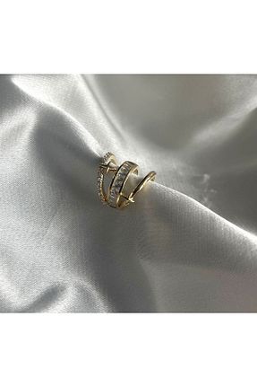 گوشواره غضروفی جواهر طلائی زنانه برنجی Bijou Luz - کد 889877019