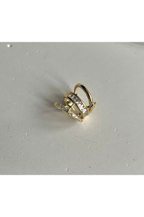 گوشواره غضروفی جواهر طلائی زنانه برنجی Bijou Luz - کد 889877019