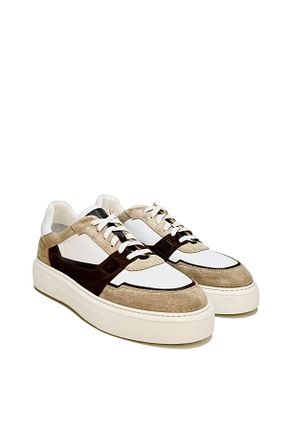 کفش اسنیکر بژ مردانه چرم اصل Trust Shoes - کد 889881093