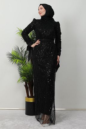 لباس مجلسی حجاب مشکی زنانه یقه ایستاده giz astore - کد 889942093