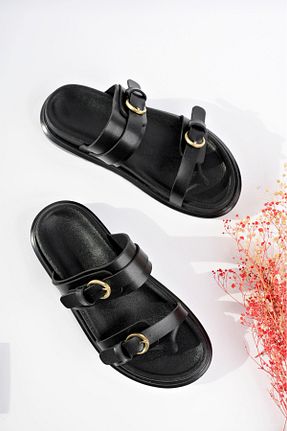 دمپائی مشکی زنانه چرم مصنوعی meyra