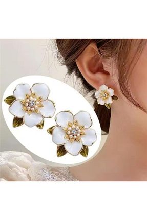 گوشواره جواهر سفید زیرکن Pelin Aksesuar - کد 889935334
