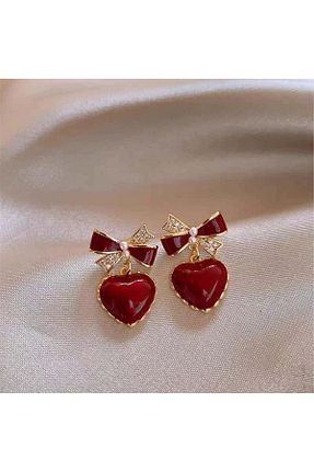 گوشواره جواهر زرشکی زیرکن Pelin Aksesuar - کد 889935386